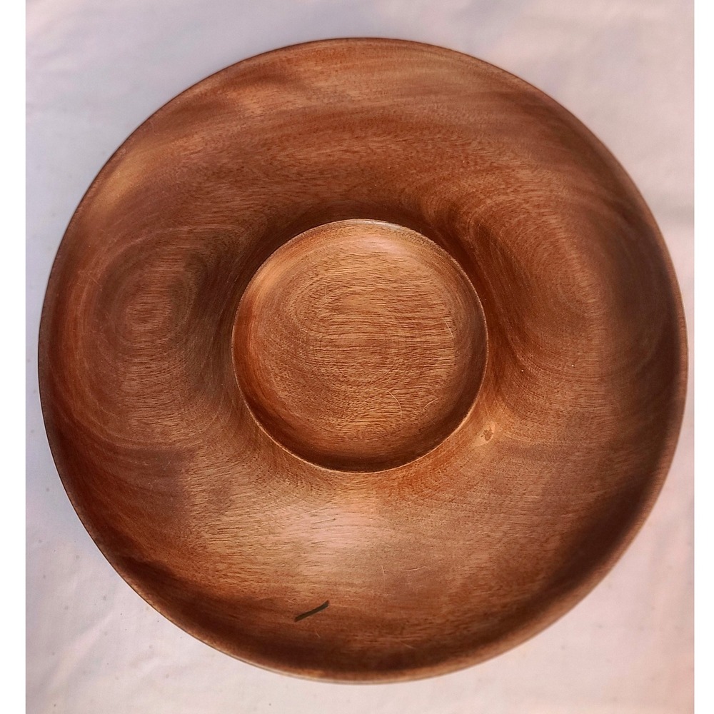 Hand Turned Vintage Woodbury‎ Woodware Oak Serving Round Platter